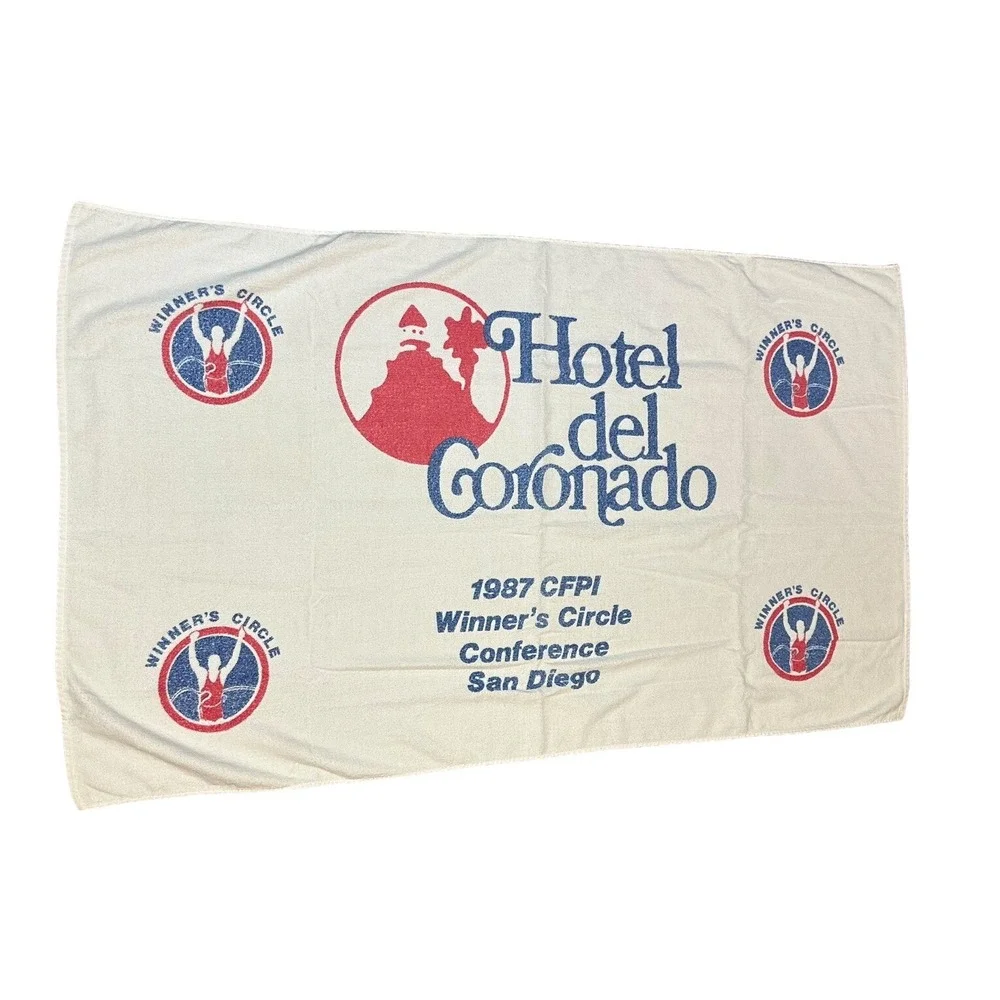Vintage 1987 Hotel del Coronado San Diego Winners Circle Conference Beach Towel